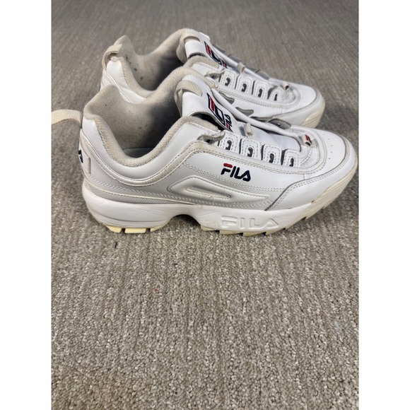 Fila Shoes - Fila Disruptor II Women's White Leather Chunky Platform Sneakers Size 8